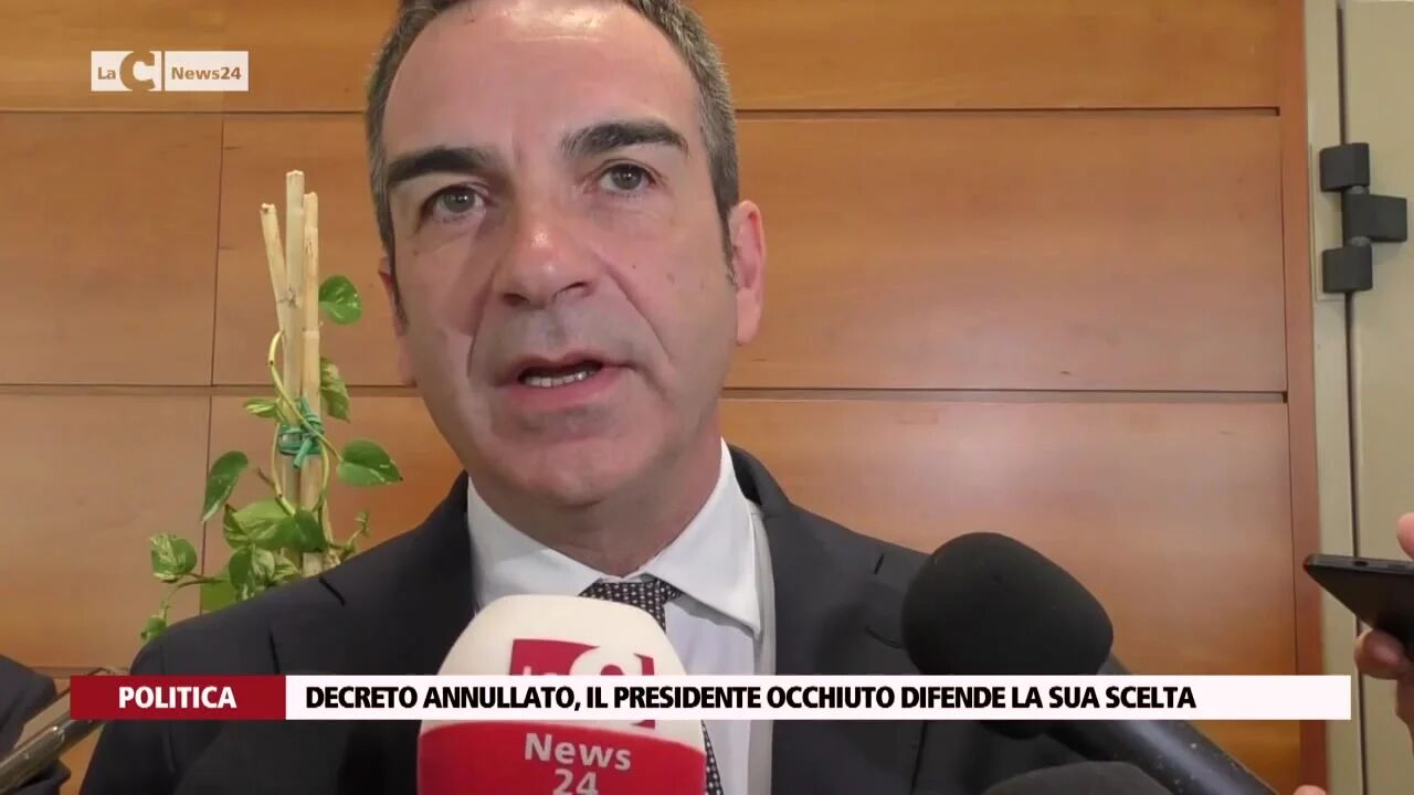 Decreto annullato, il presidente Occhiuto difende la sua scelta