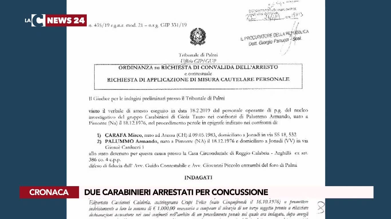 Due carabinieri arrestati per concussione