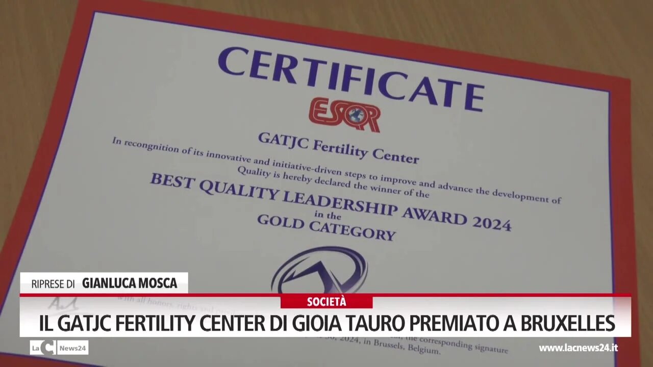 Il Gatjc Fertility Center di Gioia Tauro premiato a Bruxelles