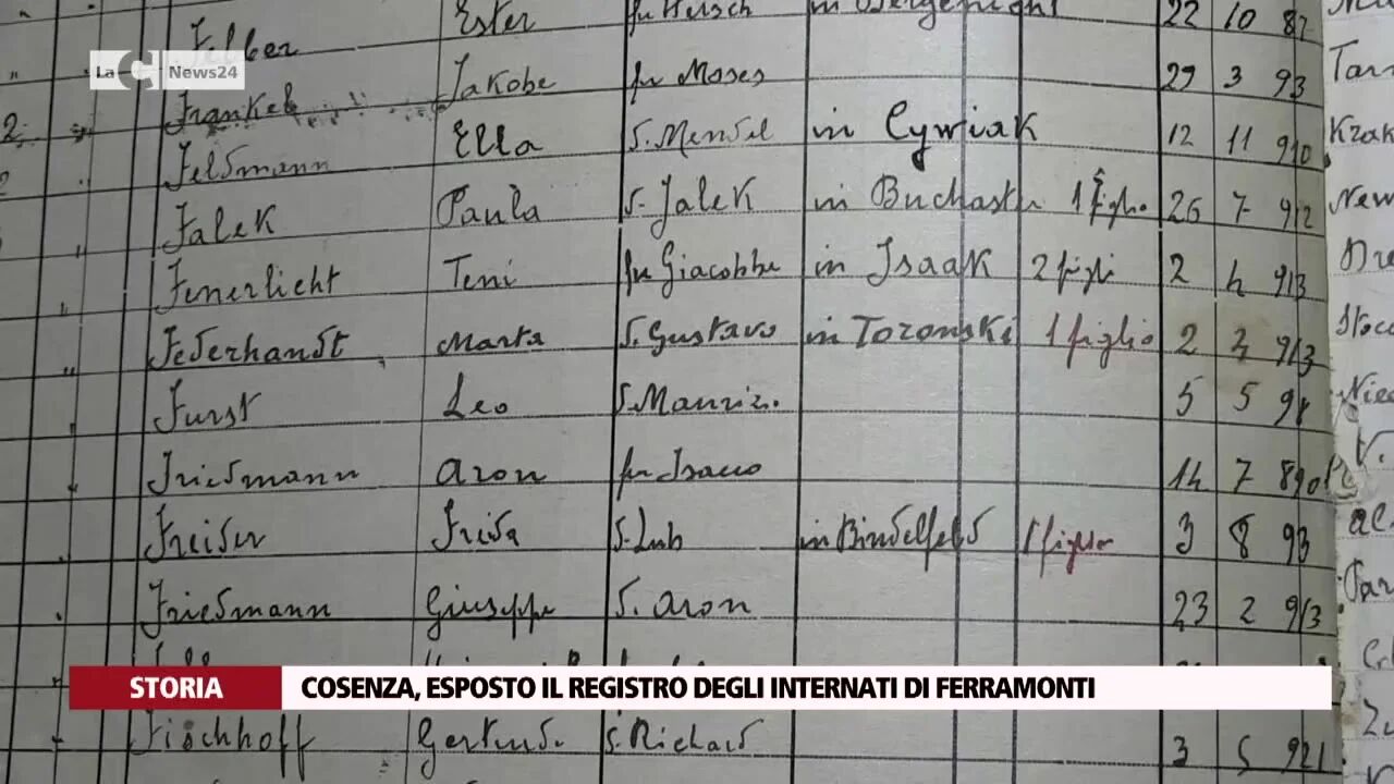 Cosenza, esposto il registro degli internati di Ferramonti