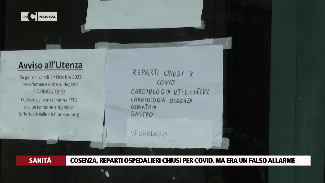 Cosenza, reparti ospedalieri chiusi per Covid. Ma era un falso allarme