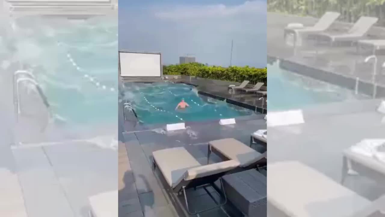 Terremoto devastante a Taiwan una piscina si “trasforma” in un mare in tempesta