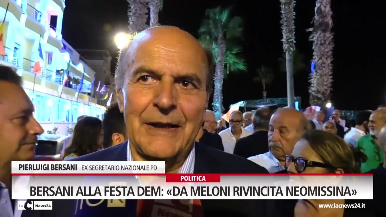 Bersani alla festa dem: «Da Meloni rivincita neomissina»