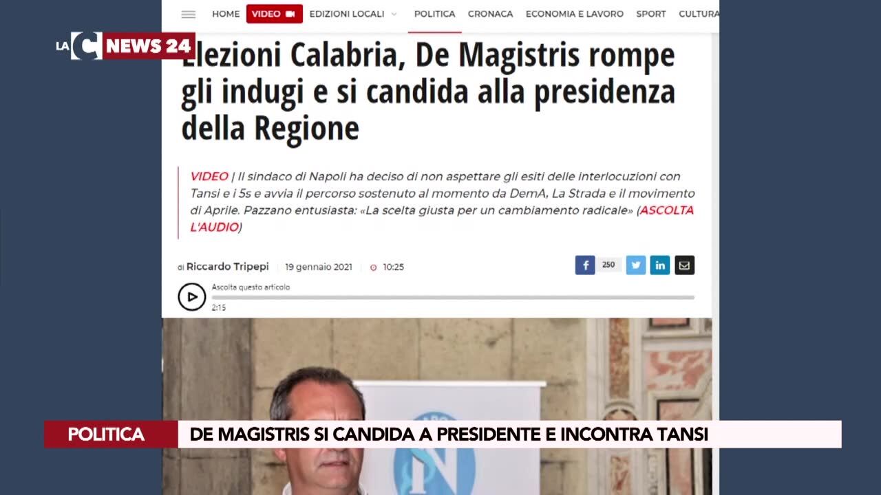 De Magistris si candida a Presidente e incontra Tansi