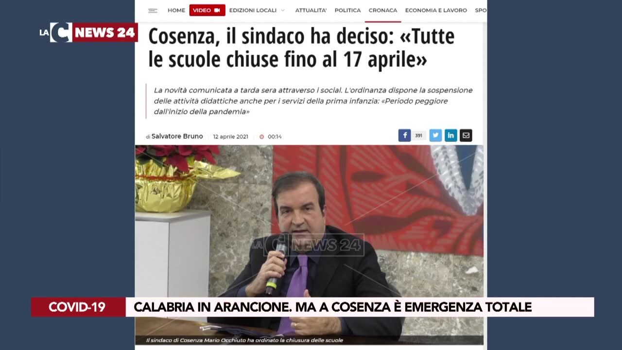 Calabria in arancione. Ma a Cosenza è emergenza totale