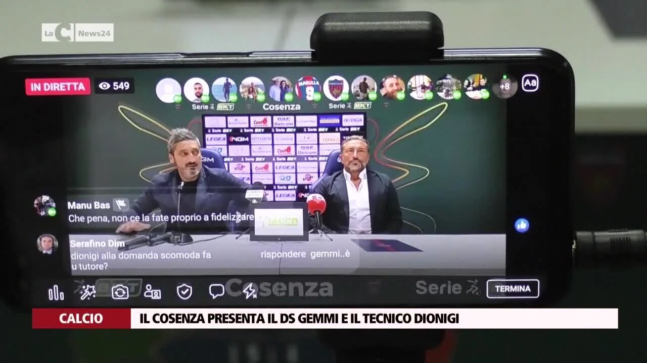 Il Cosenza presenta il ds Gemmi e il tecnico Dionigi