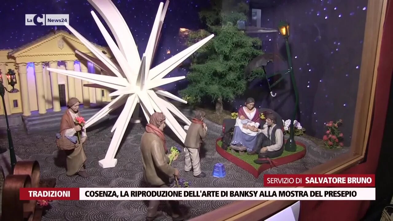 Cosenza, la riproduzione dell'arte di Banksy alla mostra del presepio