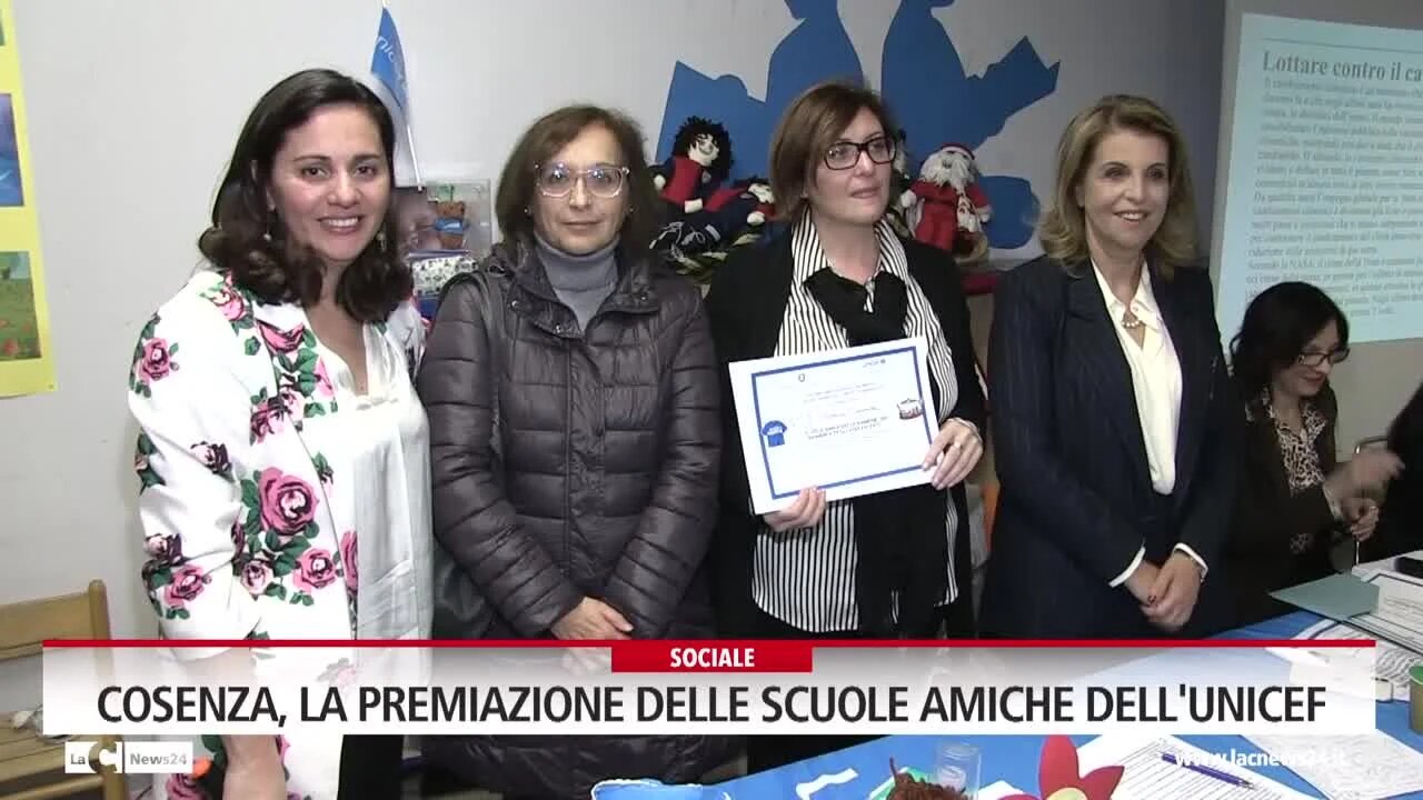 Cosenza, la premiazione delle scuole amiche dell'Unicef