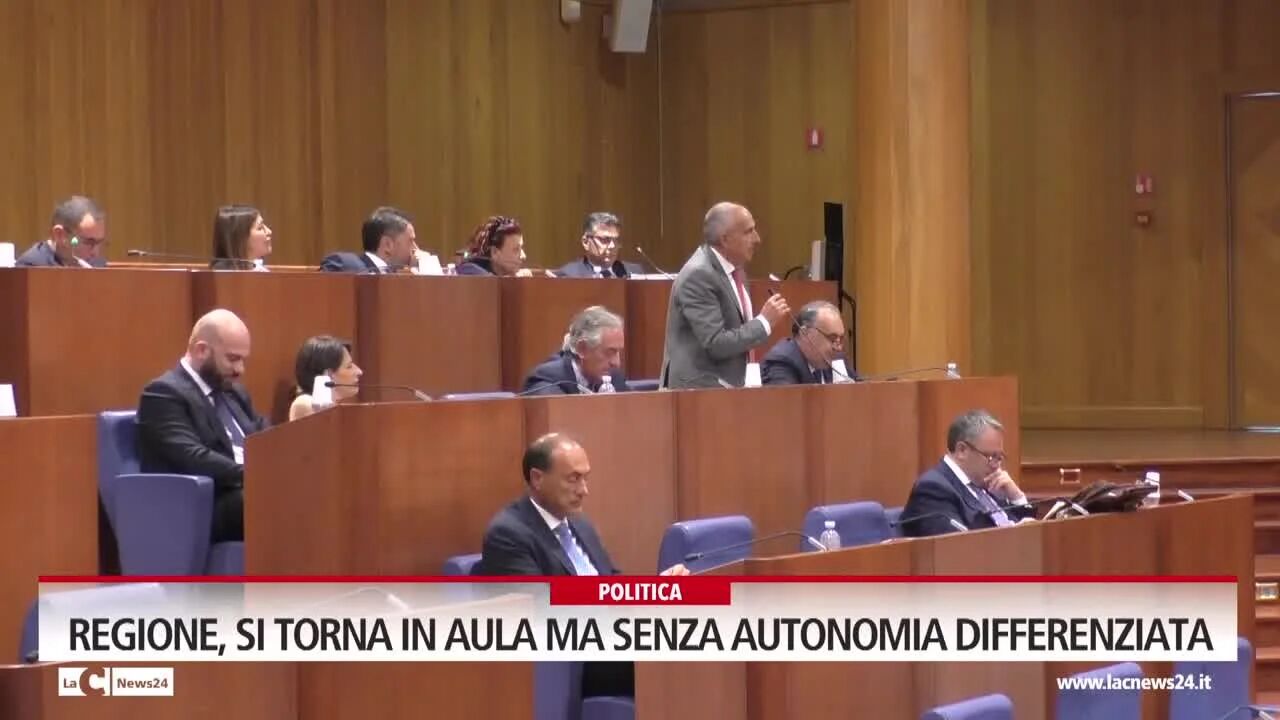 Regione, si torna in aula ma senza autonomia differenziata