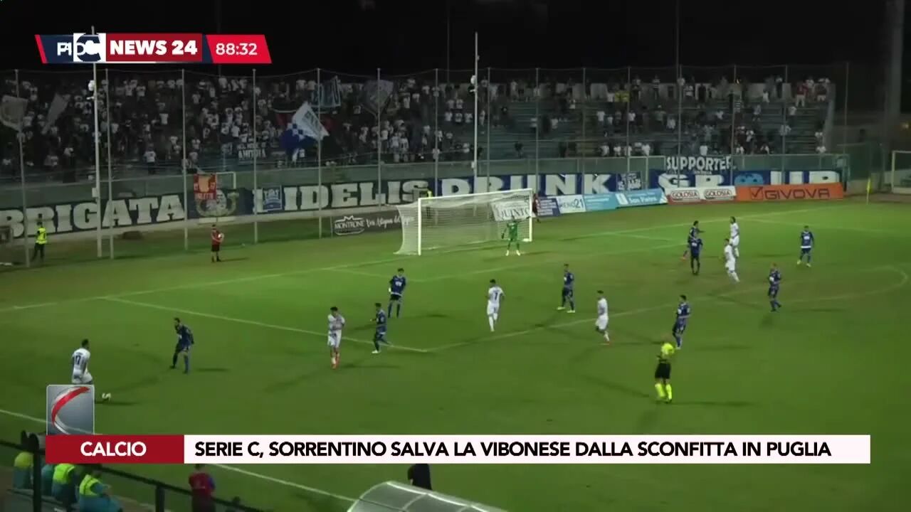Serie C, Sorrentino salva la Vibonese dalla sconfitta in Puglia