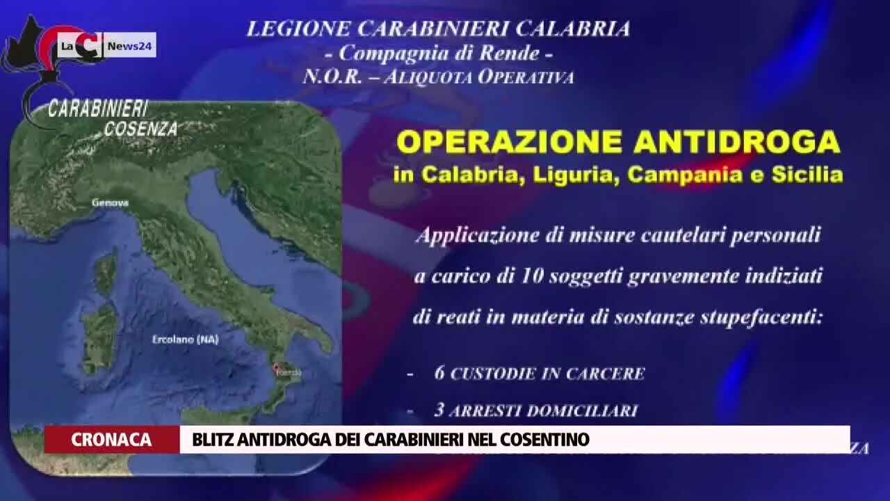 Blitz antidroga dei carabinieri nel Cosentino