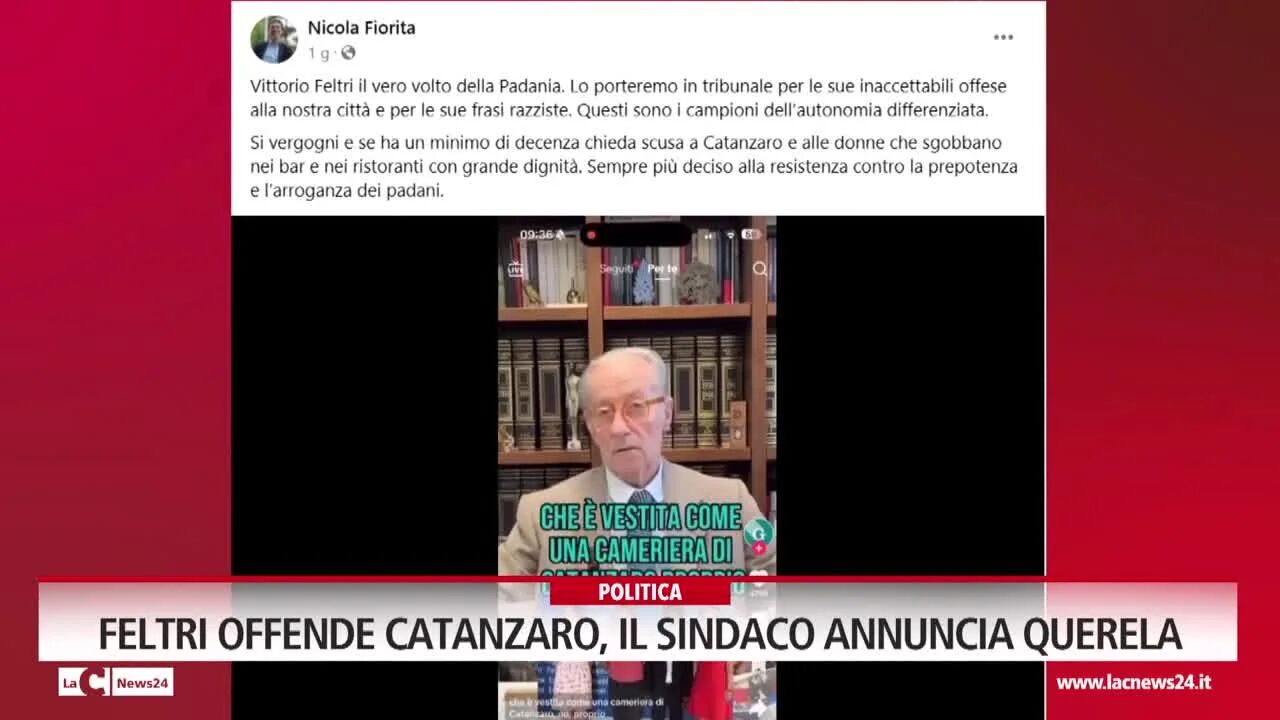 Feltri offende Catanzaro, il sindaco annuncia querela