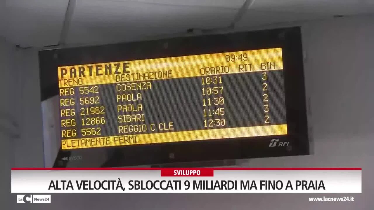 Alta velocità, sbloccati 9 miliardi ma fino a Praia