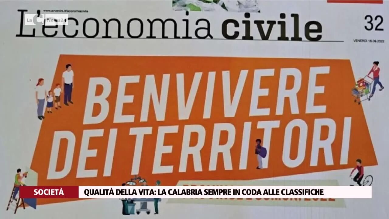 Qualità della vita, la Calabria sempre in coda alle classifiche