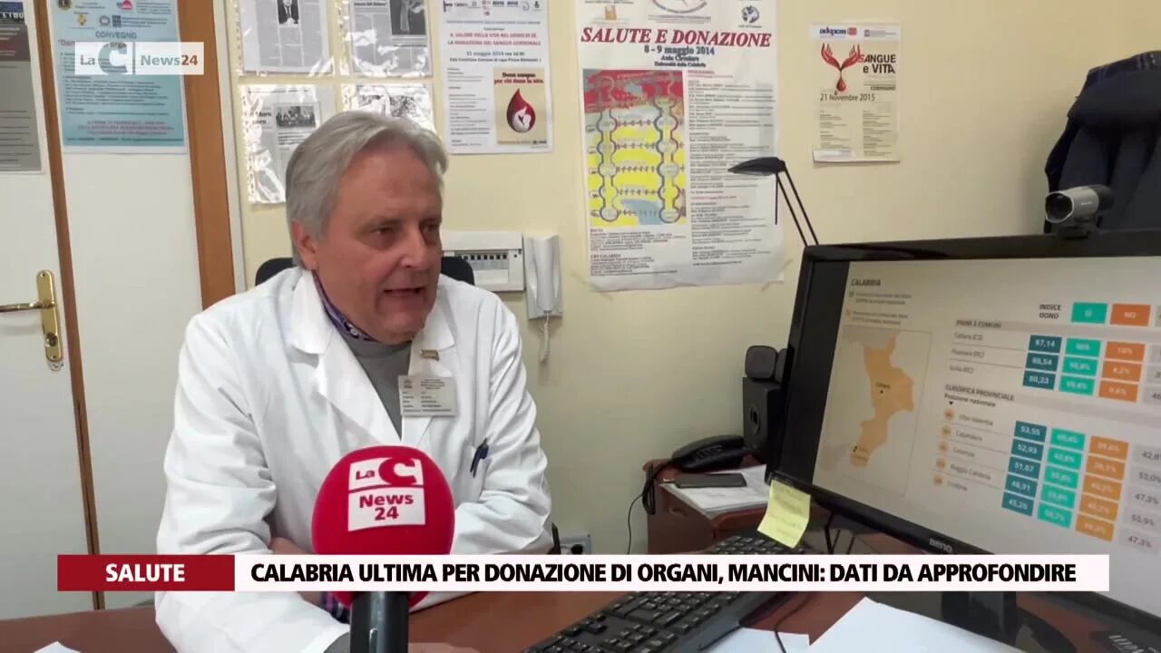 Calabria ultima per donazione di organi, Mancini: «Dati da approfondire»
