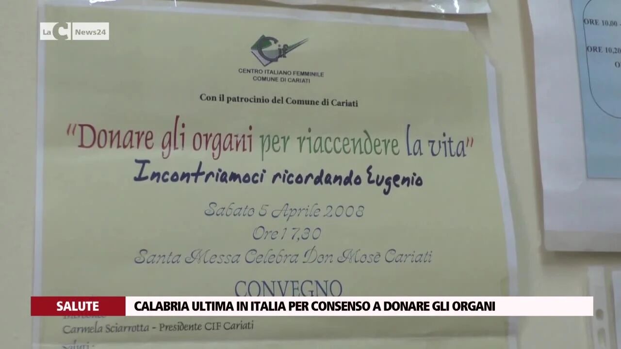 Calabria ultima in Italia per consenso a donare gli organi