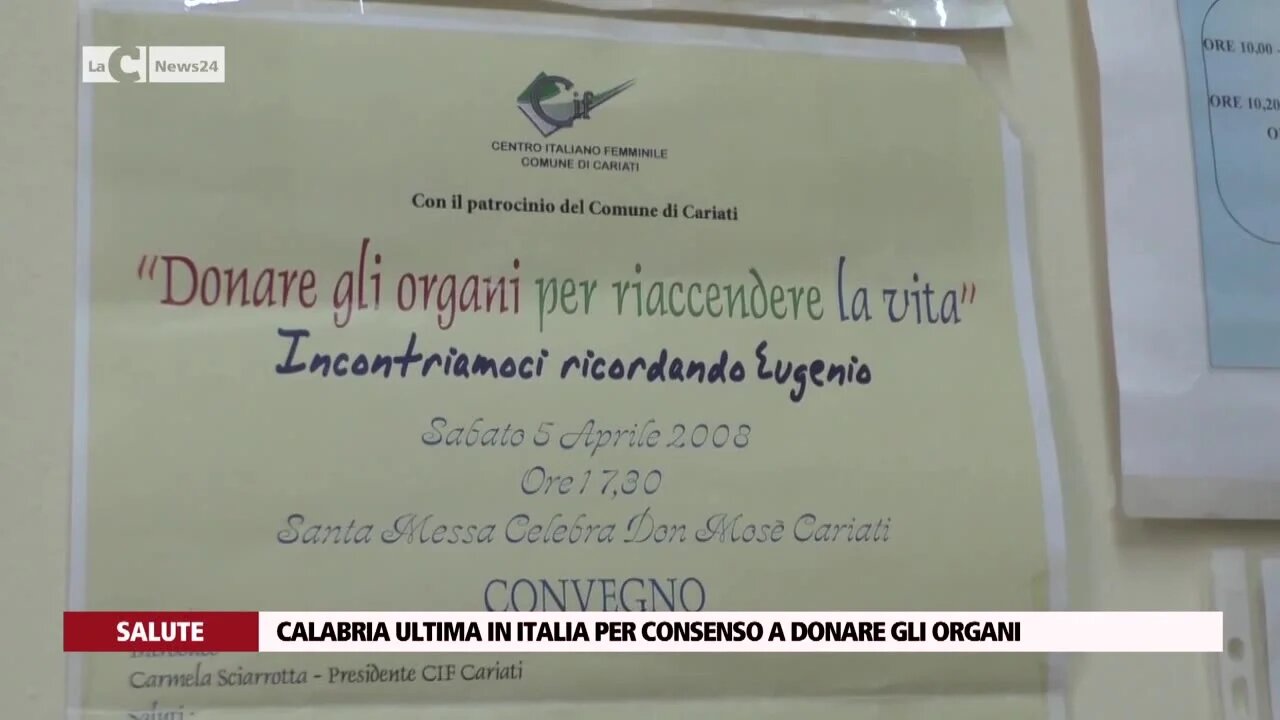 Calabria ultima in Italia per consenso a donare gli organi