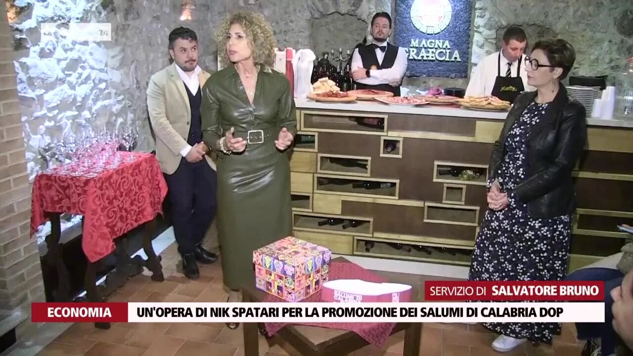 Un'opera di Nik Spatari per la promozione dei salumi di Calabria Dop