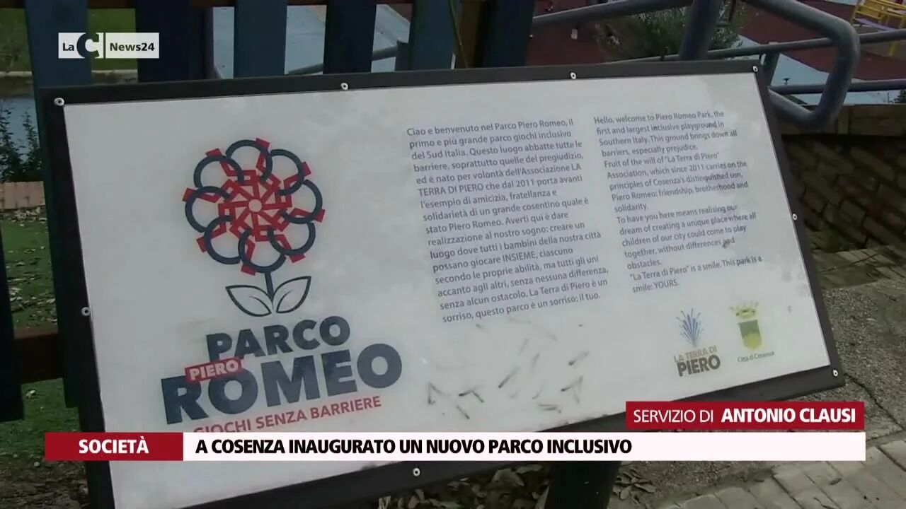 A Cosenza inaugurato un nuovo parco inclusivo