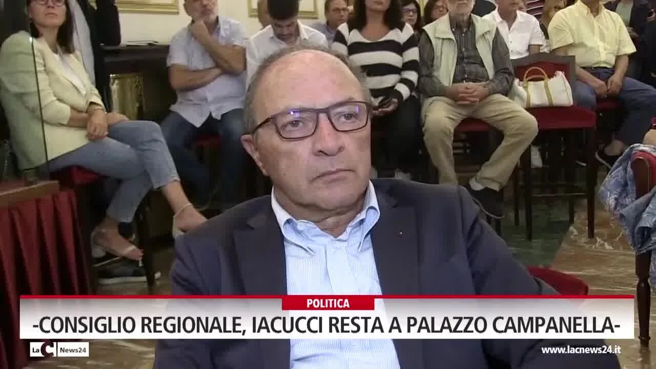 Consiglio Regionale, Iacucci resta a palazzo Campanella