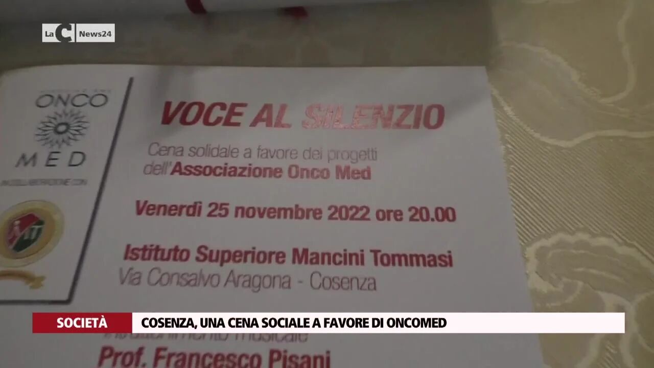 Cosenza, una cena sociale a favore di Oncomed