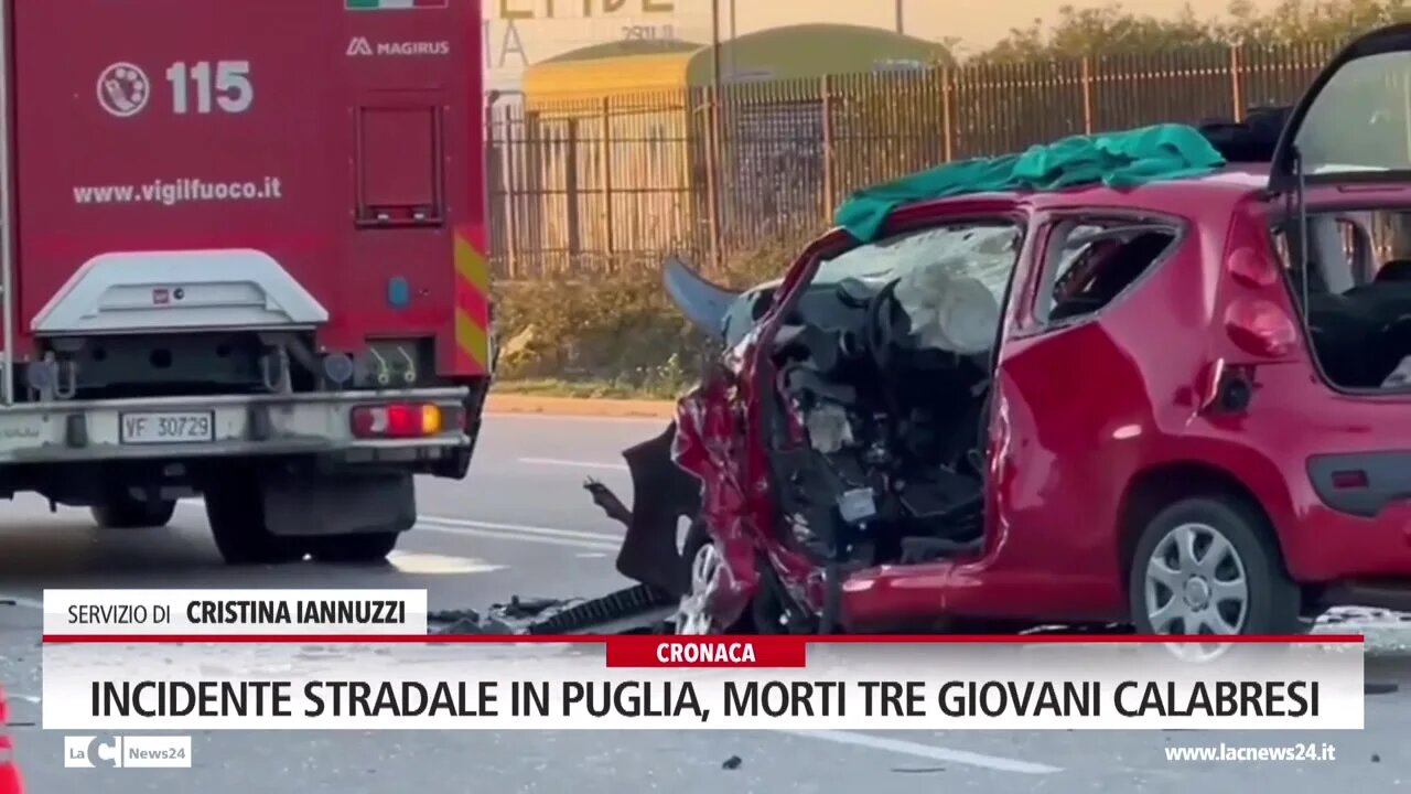 Incidente stradale in Puglia, morti tre giovani calabresi