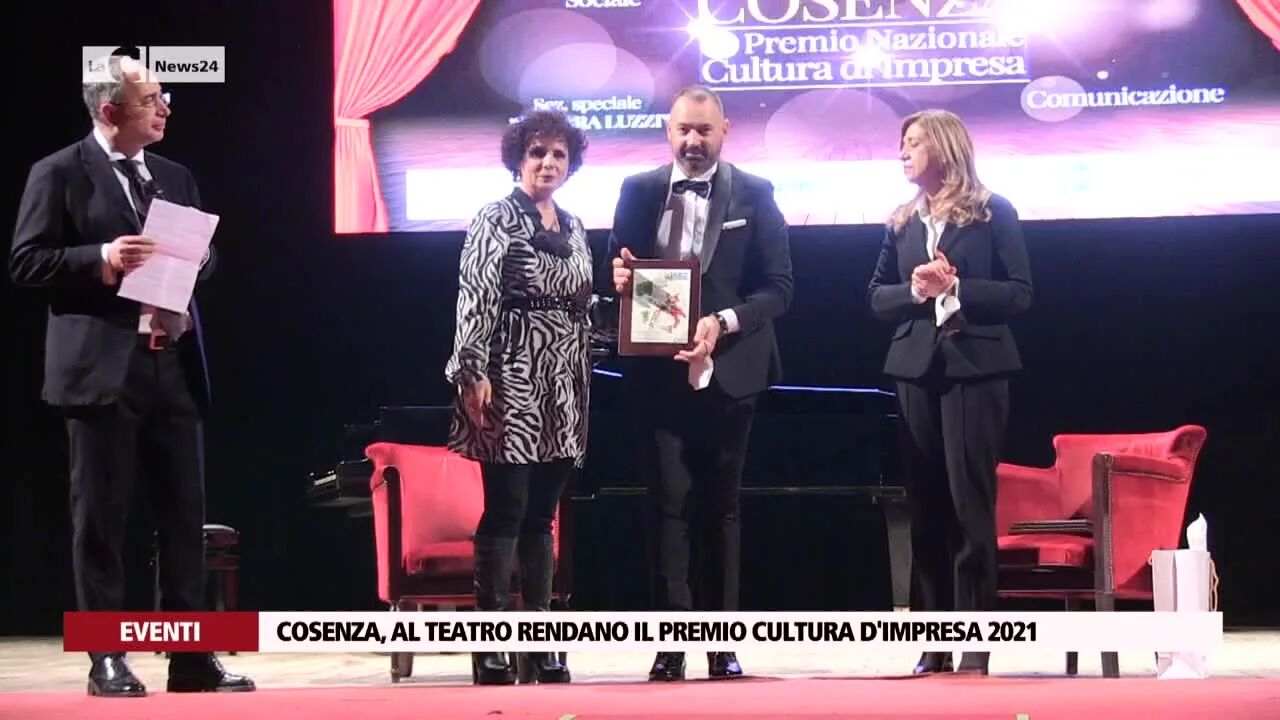 Cosenza, al teatro Rendano il premio Cultura d'Impresa 2021