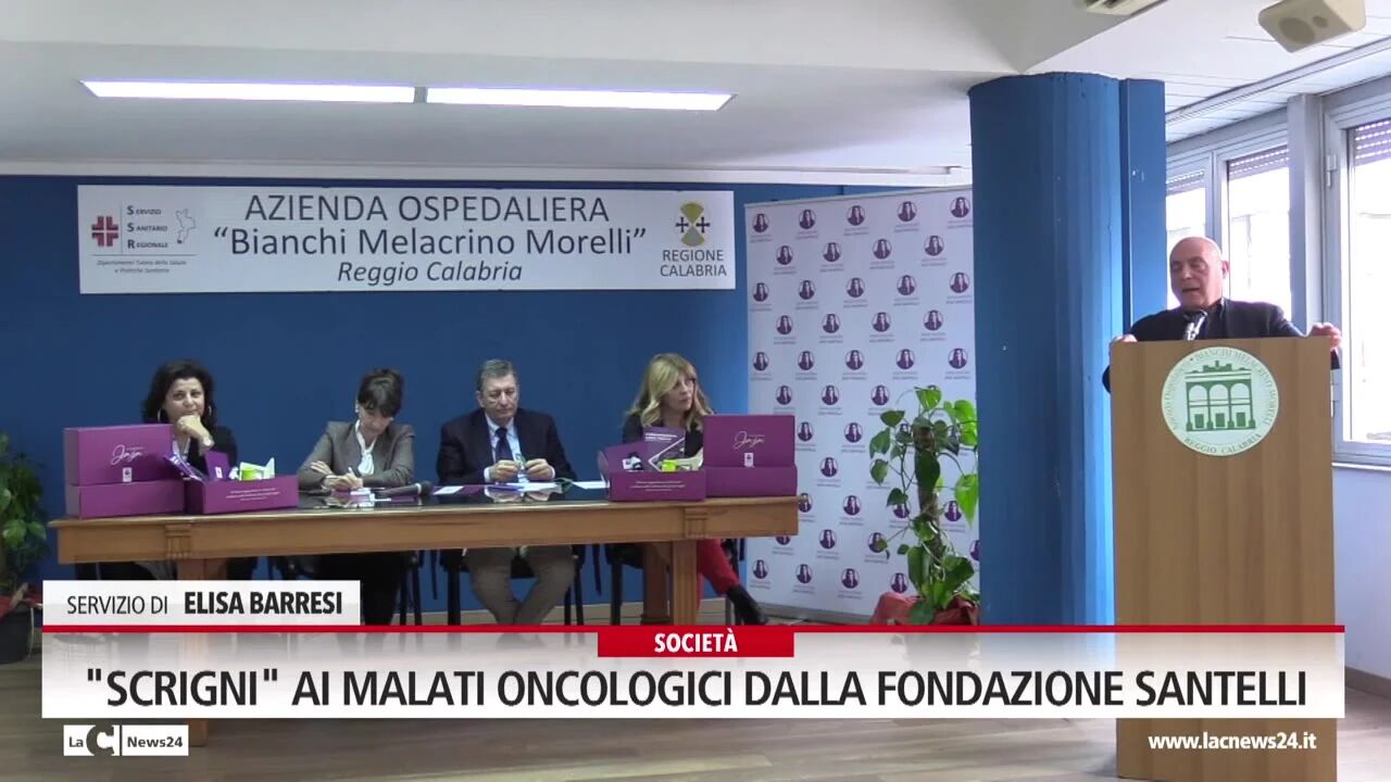 "Scrigni" ai malati oncologici dalla fondazione Santelli