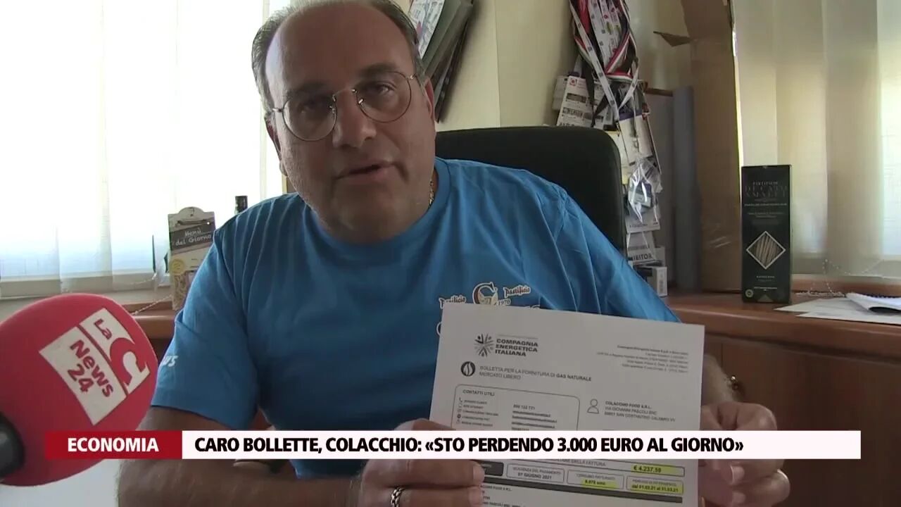 Caro bollette, Colacchio: «Sto perdendo 3.000 euro al giorno»