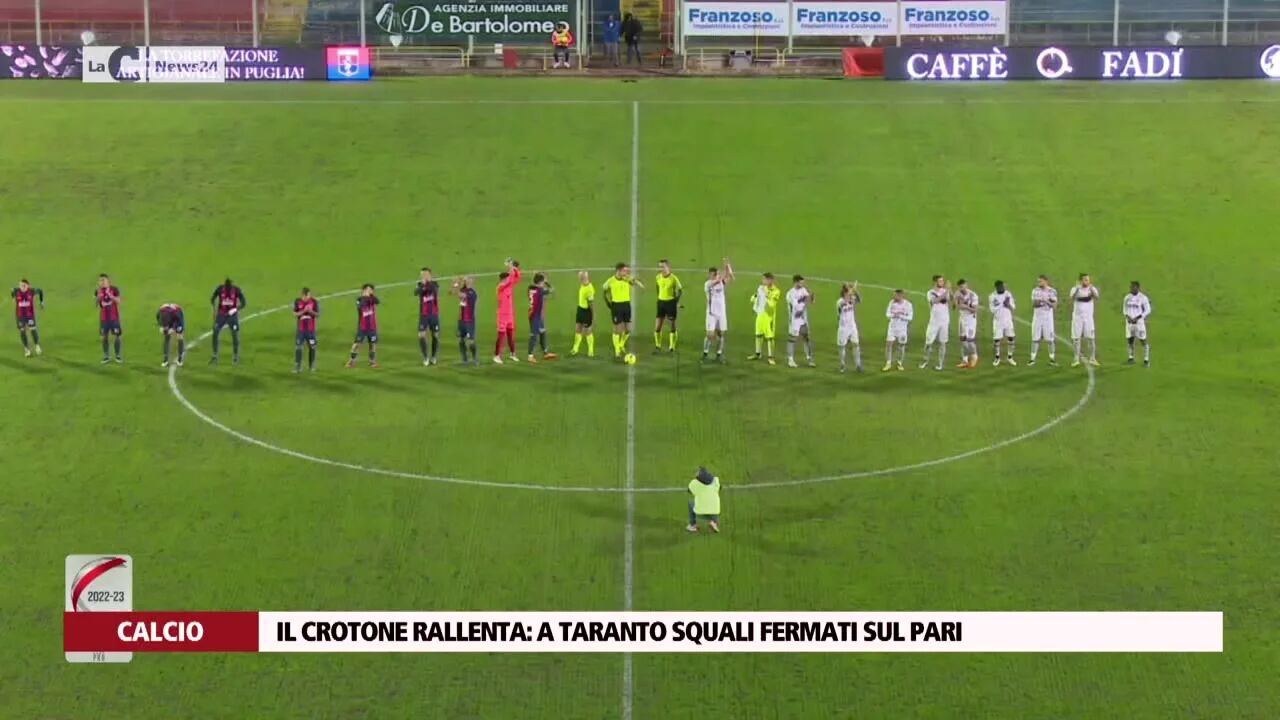 Il Crotone rallenta: a Taranto squali fermati sul pari