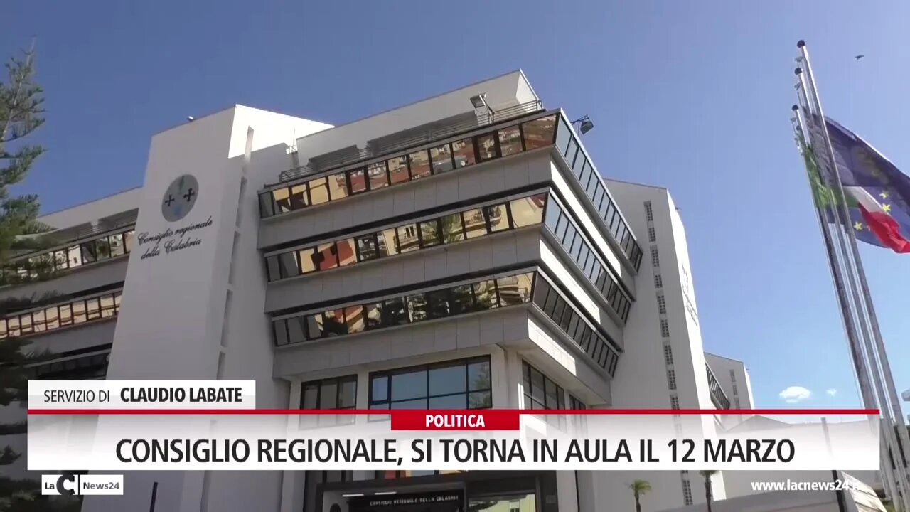 Consiglio regionale, si torna in aula il 12 Marzo