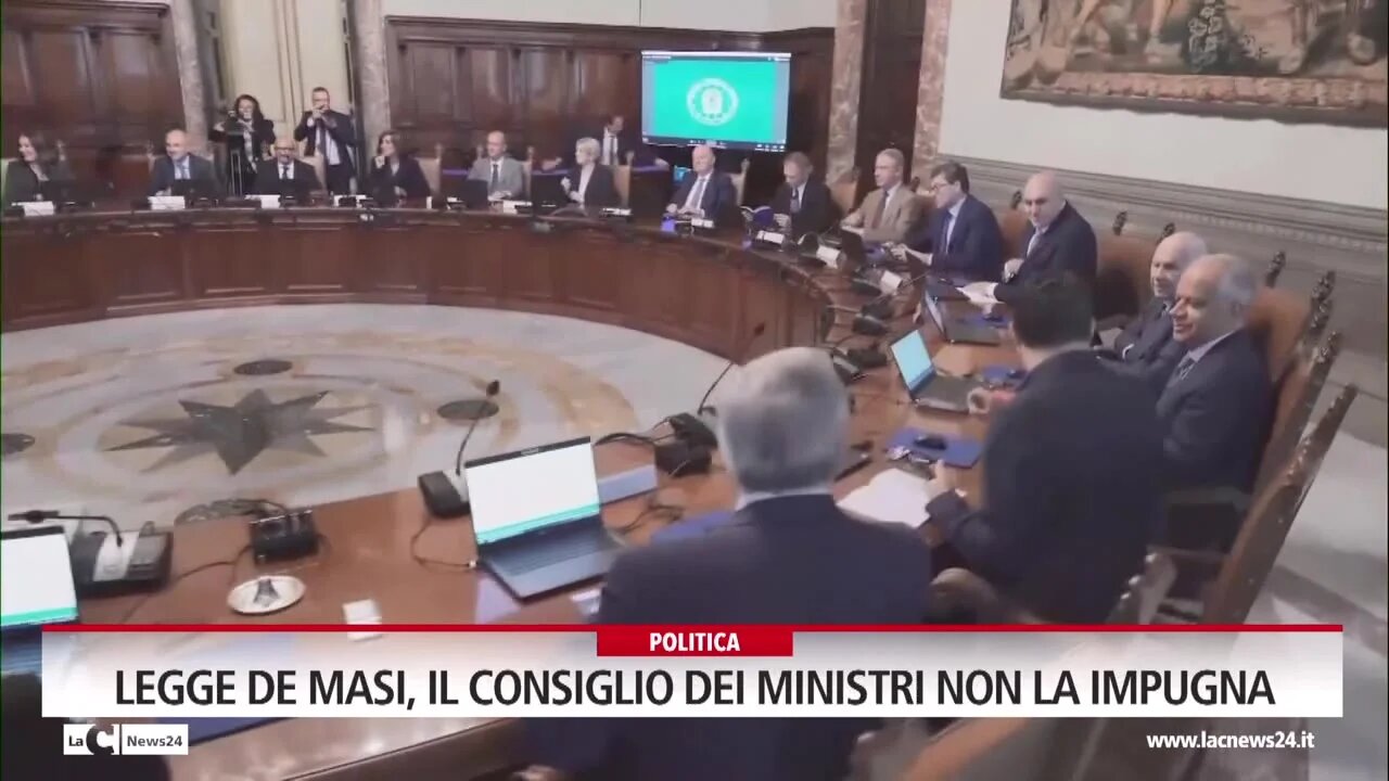 Legge De Masi, il Consiglio dei Ministri non la impugna