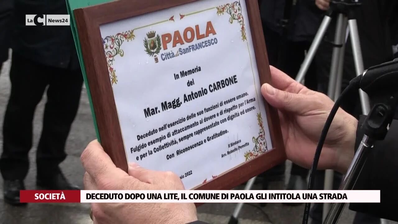 Deceduto dopo una lite, il comune di Paola gli intitola una strada