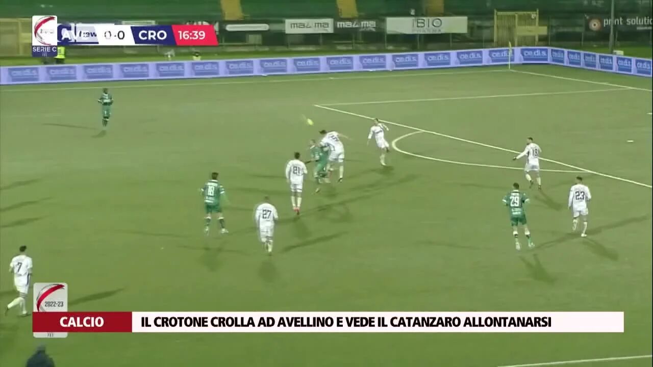 Il Crotone crolla ad Avellino e vede il Catanzaro allontanarsi