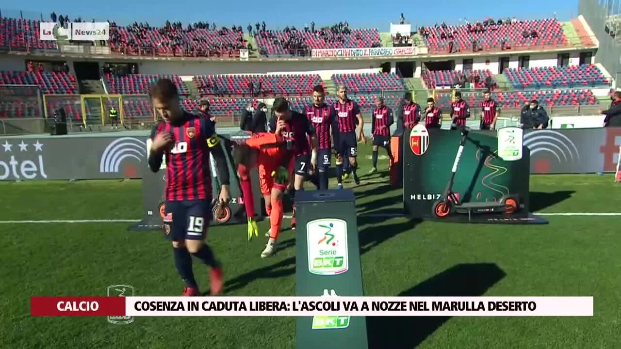 Cosenza in caduta libera: l'Ascoli va a nozze nel Marulla deserto