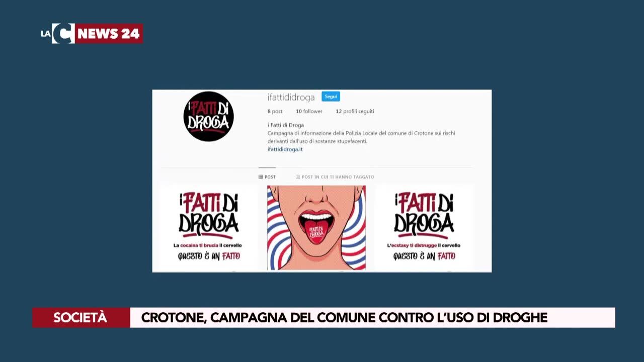 Crotone, campagna del comune contro l’uso di droghe