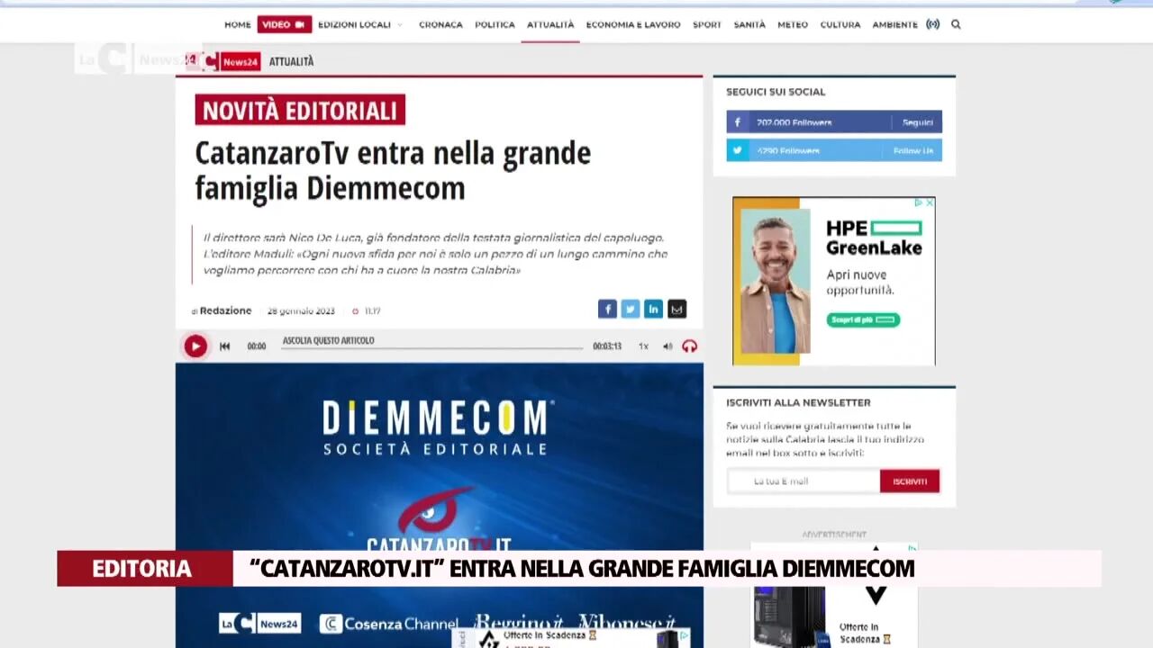 “Catanzarotv.it” entra nella grande famiglia Diemmecom