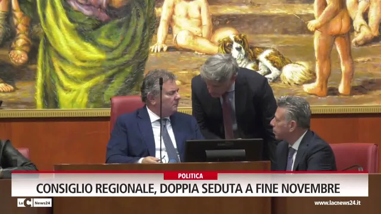 Consiglio regionale, doppia seduta a fine novembre