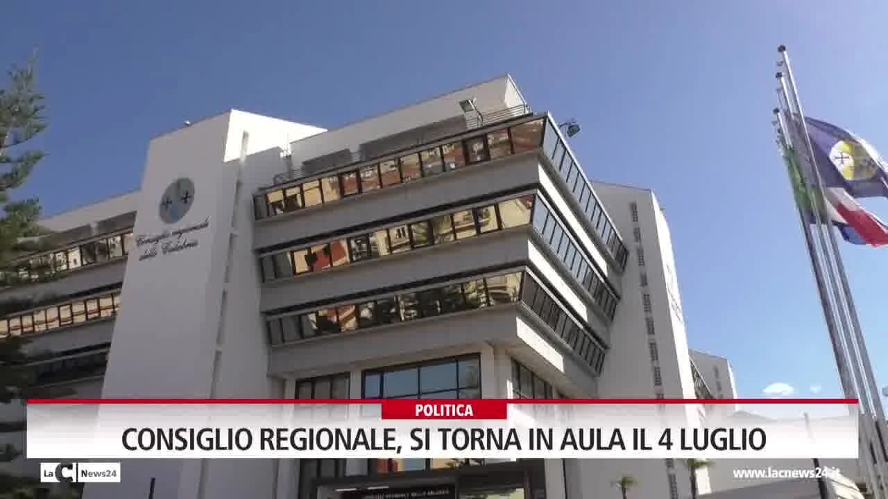 Consiglio regionale, si torna in aula il 4 luglio