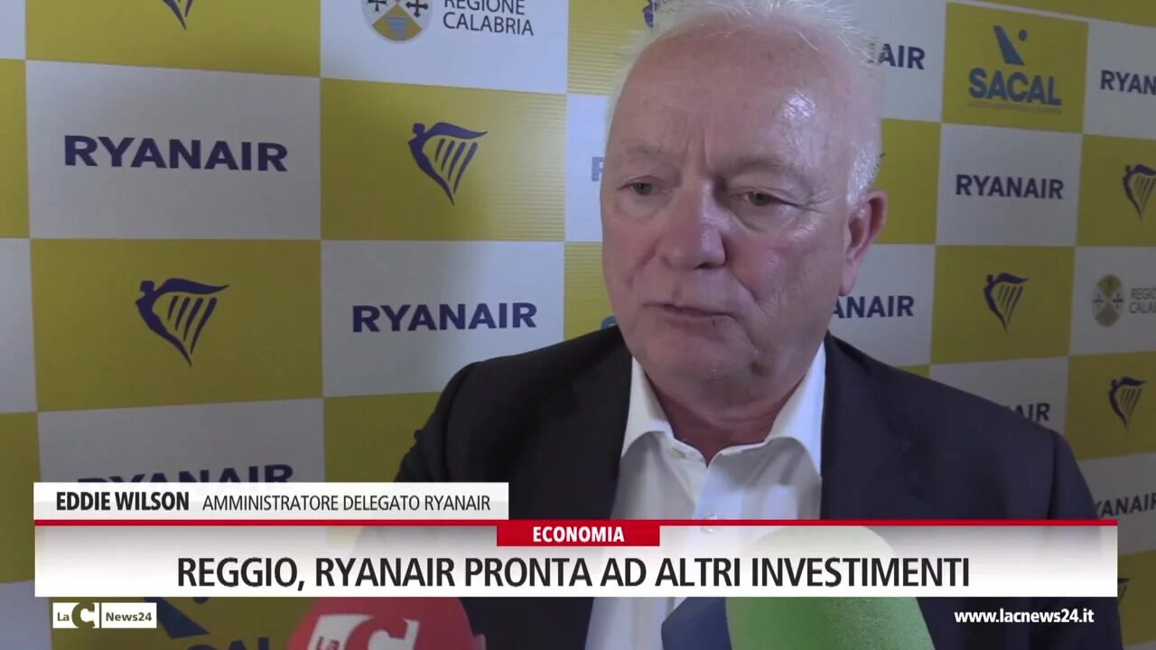 Reggio, Ryanair pronta ad altri investimenti