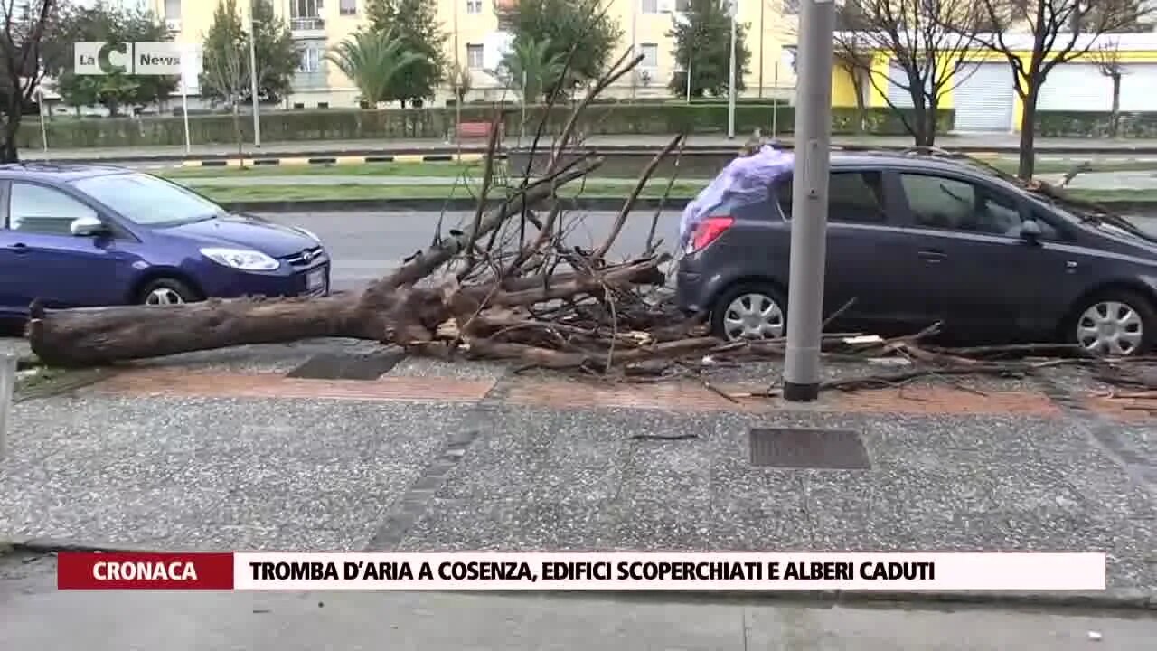 Tromba d’aria a Cosenza, edifici scoperchiati e alberi caduti