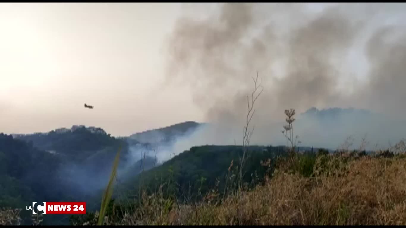 Catanzaro, canadair in azione sulla pineta Siano