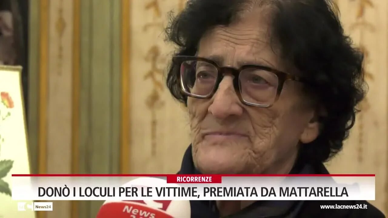 Donò i loculi per le vittime, premiata da Mattarella