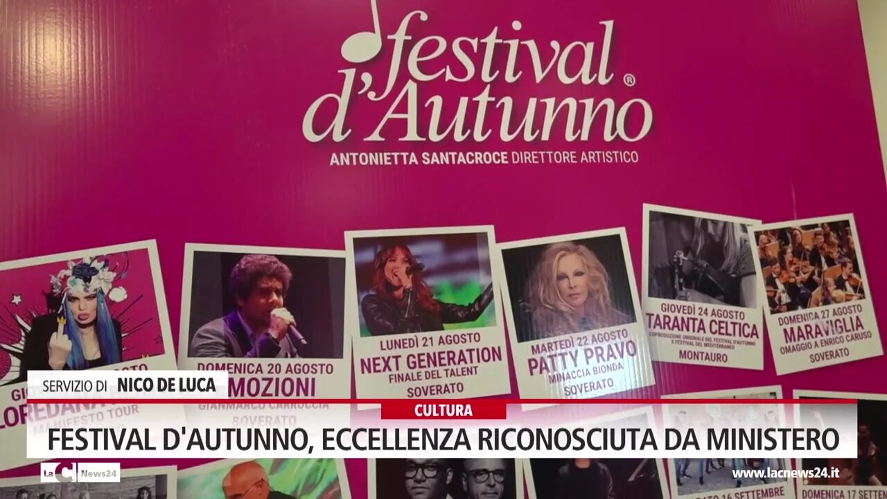 Il ministero della Cultura riconosce il Festival d’Autunno eccellenza nazionale. Santacroce: «Un risultato eccezionale»